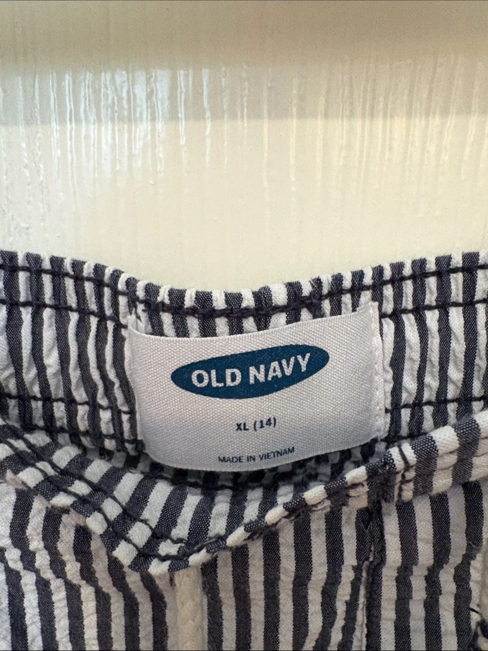 Old Navy Navy and White Striped Drawstring Kids Shorts
